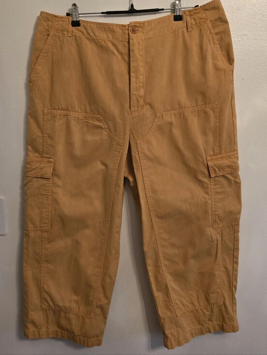 Universal Thread Pants - Universal Thread Cotton Wide Leg Cropped Cargo Pants Mustard Gold Sz 18